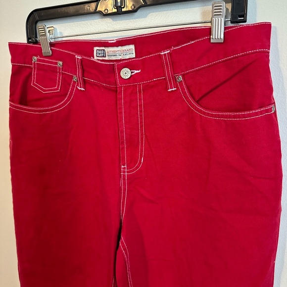 Faded Glory Y2K Red Capris with White thread - Picture 2 of 4